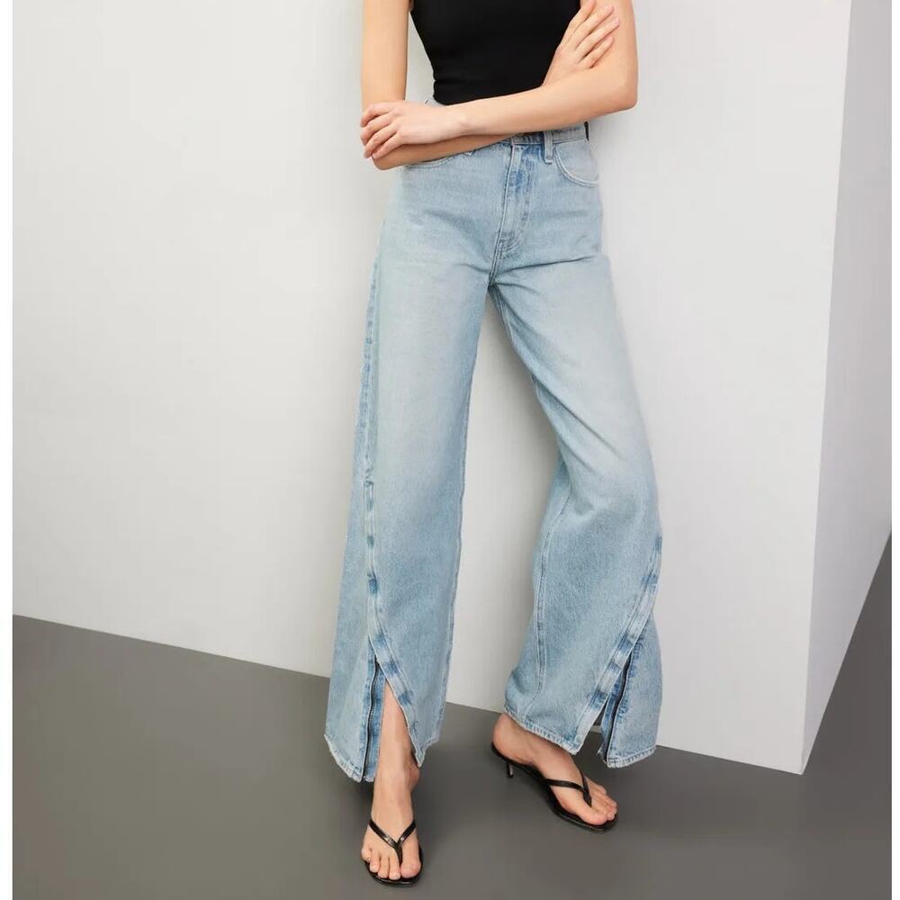 Hudson James Jeans High Rise Forward Seam Wide Leg Light Wash Denim Blue Size 27